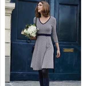 Boden Lucinda Knitted Dress Blue/White Chevron 8